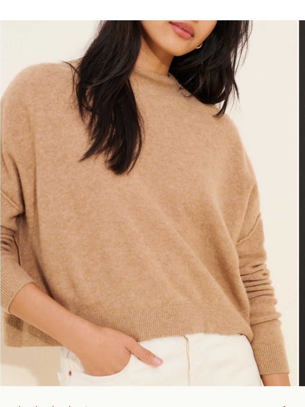 Anthropologie Pilcro Alani Cashmere Mock Neck Sweater Honey Tan Camel Size L